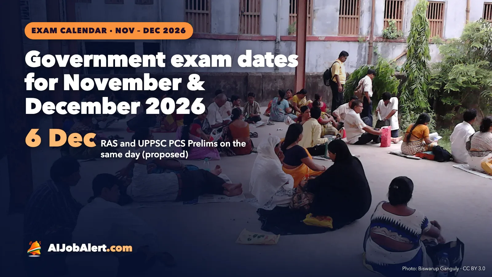 Candidates revising in the courtyard of an exam centre before the paper