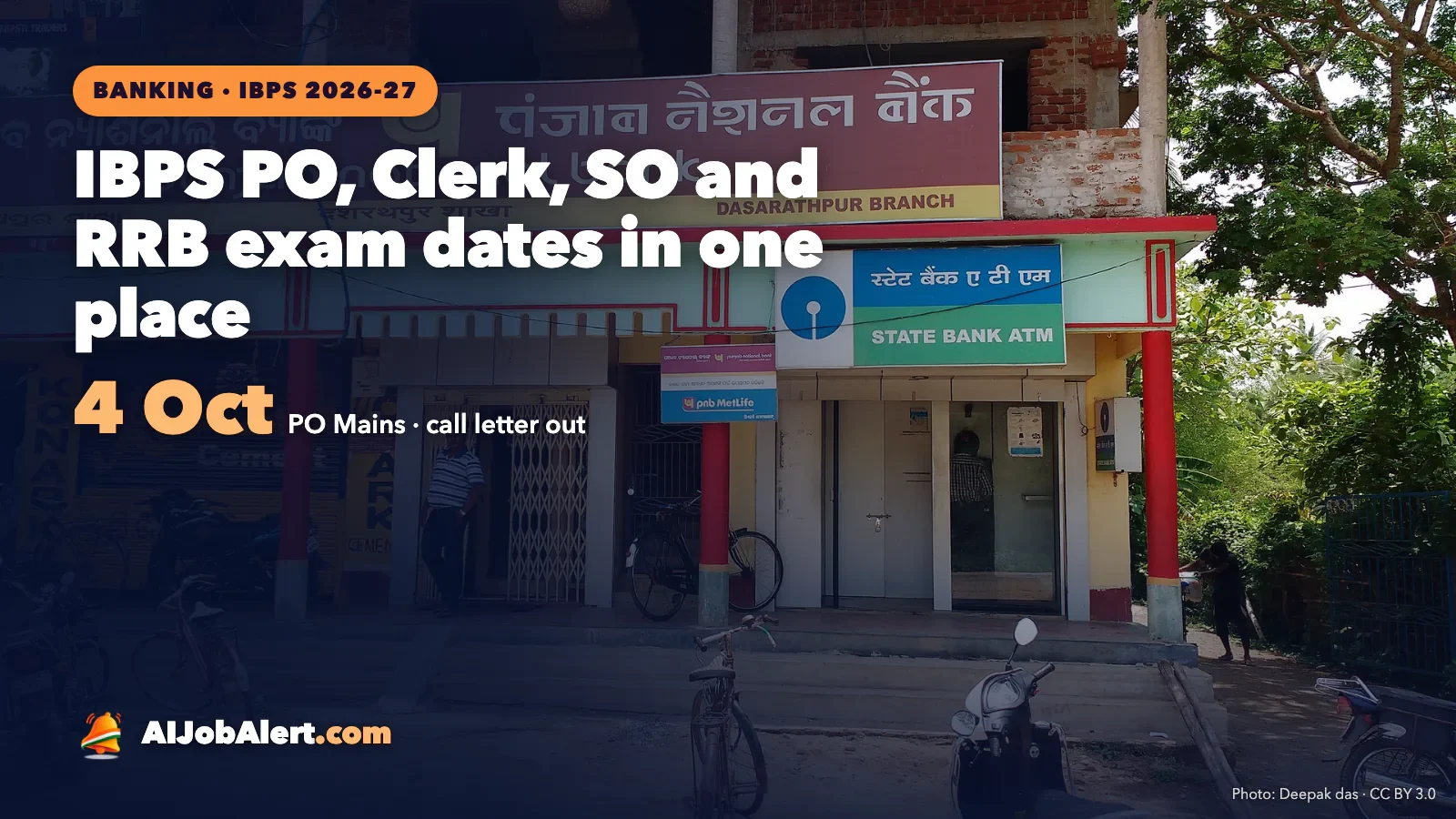A Punjab National Bank branch and a State Bank ATM in India